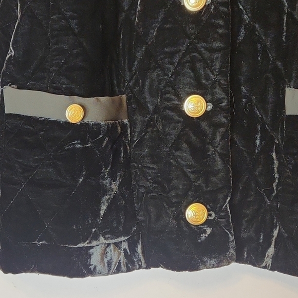 Talbots Black Quilted Velvet Jacket with Gold Buttons, size XL - Picture 4 of 16